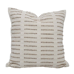 Handmade Cotton Cushion Cover 45x45 cm | Textured Woven Stripe Design | Decorative Throw Pillow Cover with Concealed Zip | Natural & Beige