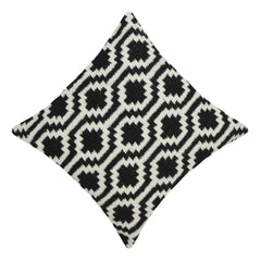 Handwoven Cotton Cushion Cover 45x45 cm | Black & White Geometric Woven Throw Pillow Cover | Modern Boho Home Décor