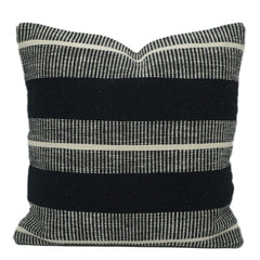 Black & White Geometric Stripe Handwoven Cotton Cushion Cover 45x45 cm