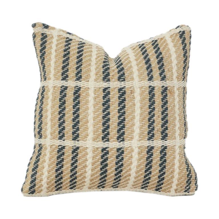 Handwoven Jute Cushion Cover – Natural Beige & Black Striped Textured Pillow Cover | Rustic Boho Home Décor | 18x18 Inch