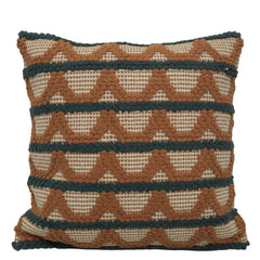 Handwoven Geometric Cushion Cover – Rust & Charcoal Textured Pattern, 45 x 45 cm