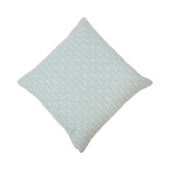 Handmade Cotton Textured Cushion Cover 45x45 cm | Light Blue Embroidered Dash Pattern Pillow Cover | Artisan Home Décor