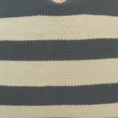 Handwoven Striped Cotton Cushion Cover | Black, Ivory & Rust Accent Pillow | 45x45 cm Handmade Boho Cushion