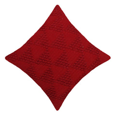 Handwoven Cotton Cushion Cover 45x45 cm | Textured Geometric Tufted Design | Decorative Throw Pillow Cover | Hidden Zipper | Modern Boho Home Décor | Dark Red