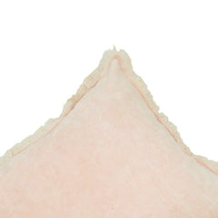 Luxury Blush Pink Velvet Cotton Cushion Cover with Fringe Border – 45x45 cm