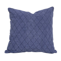 Navy Blue Diamond Embroidered Cotton Cushion Cover 45x45 cm | Modern Geometric Decorative Pillow Cover