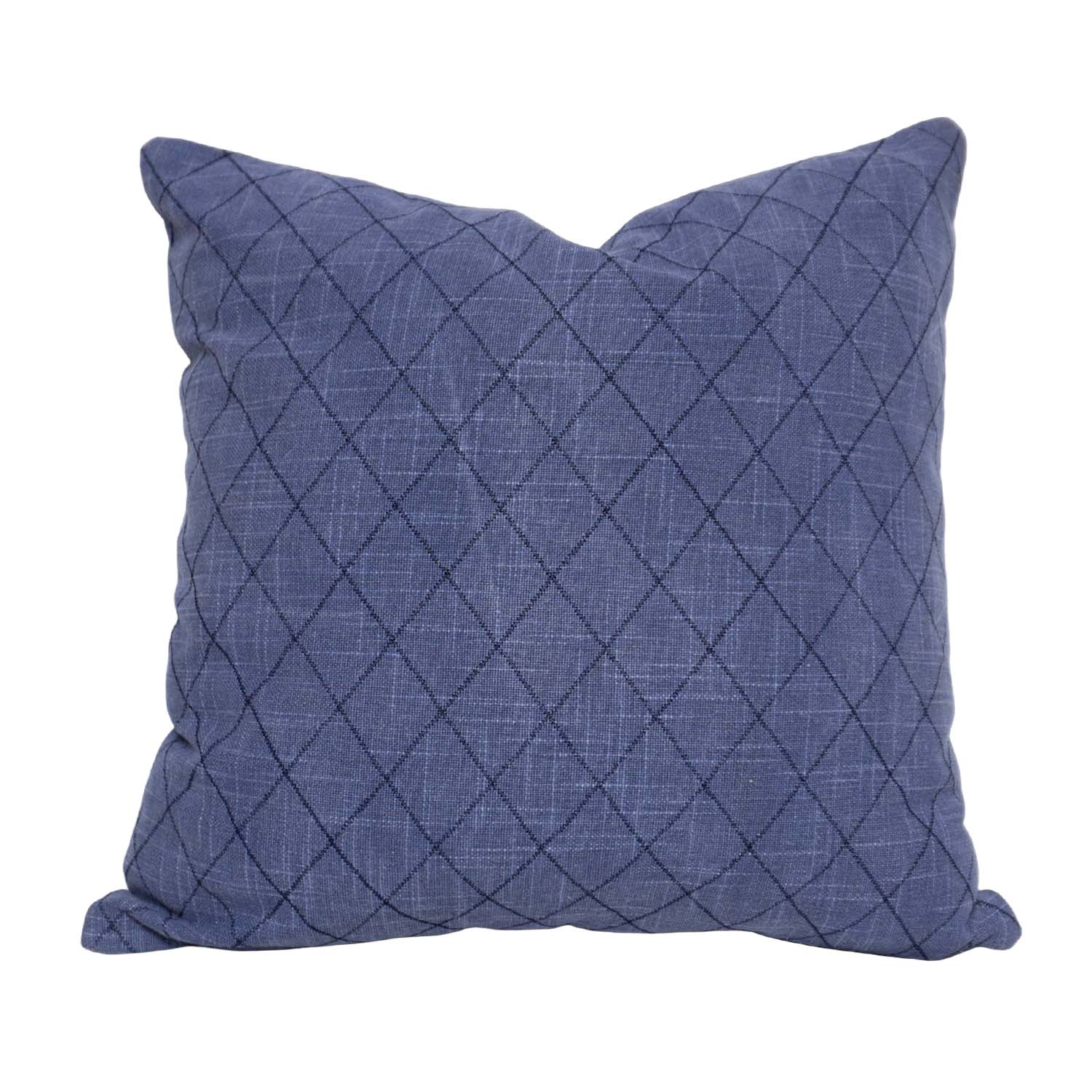 Navy Blue Diamond Embroidered Cotton Cushion Cover 45x45 cm | Modern Geometric Decorative Pillow Cover