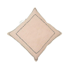 Hand Embroidered Cotton Cushion Cover 45x45 cm | Minimalist Border Stitch Decorative Pillow Cover | Beige & Black Accent Cushion