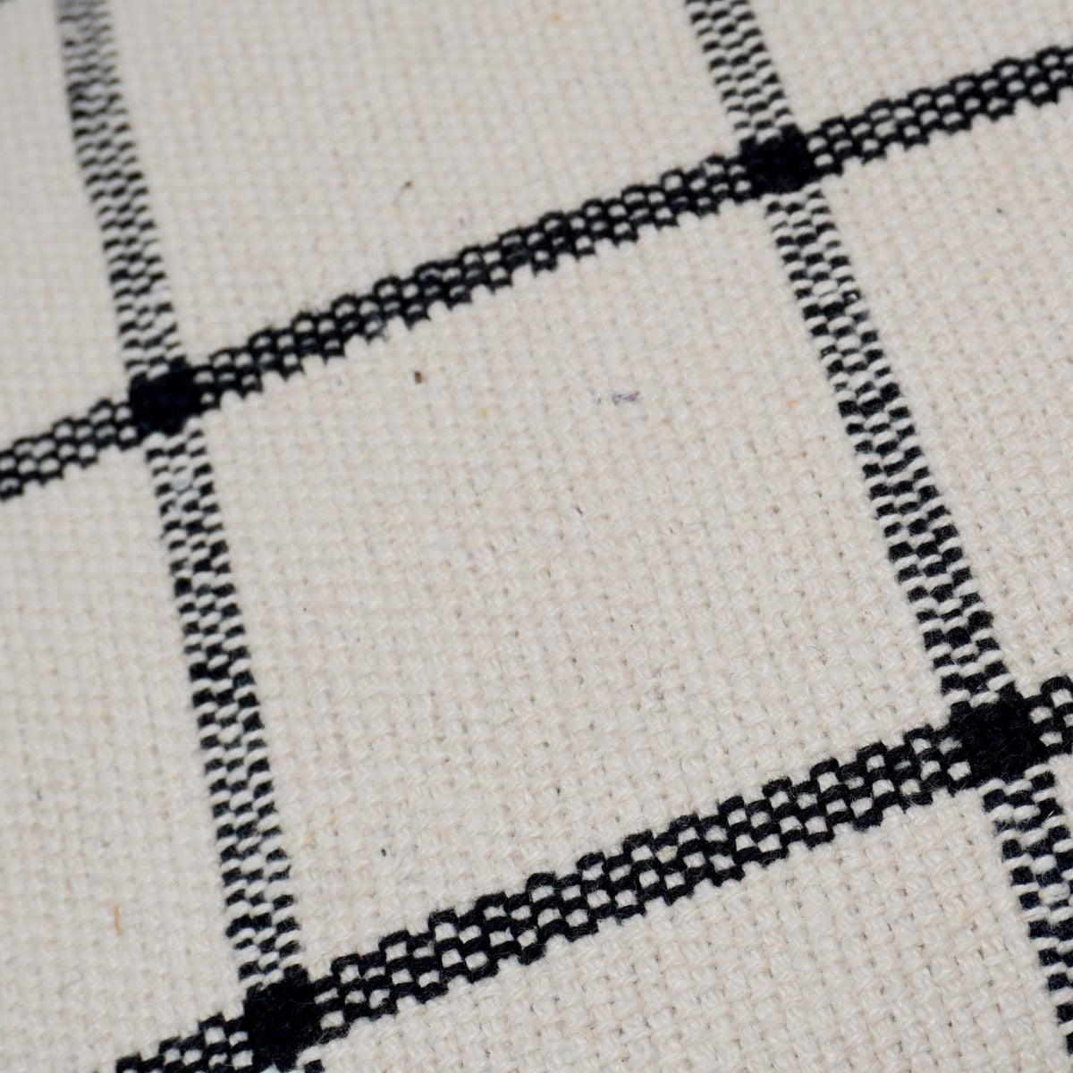 Handwoven Cotton Checkered Cushion Cover 45x45 cm | Black & Ivory Grid Pattern | Modern Farmhouse Decorative Throw Pillow Cover | Hidden Zip | 100% Cotton - Bulk manufacturer & supplier from Panipat, India