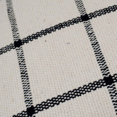 Handwoven Cotton Checkered Cushion Cover 45x45 cm | Black & Ivory Grid Pattern | Modern Farmhouse Decorative Throw Pillow Cover | Hidden Zip | 100% Cotton
