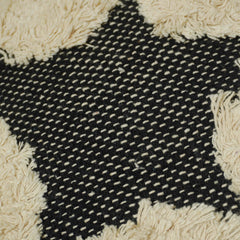 Handmade Tufted Cotton Cushion Cover 45x45 cm | Black Star Design on Ivory | Soft Textured Decorative Throw Pillow Cover | Hidden Zip