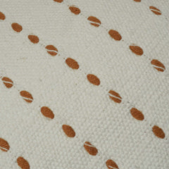 Handwoven Cotton Cushion Cover 45x45 cm | Ivory with Rust Dotted Woven Stripe Design | Decorative Throw Pillow Cover | Hidden Zipper | Modern Boho Home Décor
