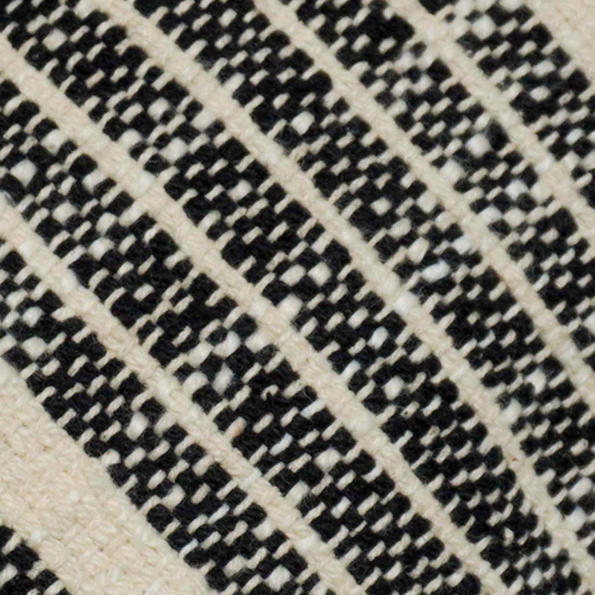 Handwoven Cotton Cushion Cover 45x45 cm | Black & Natural Striped Woven Throw Pillow Cover | Modern Boho Farmhouse Decorative Cushion Cover | Hidden Zipper