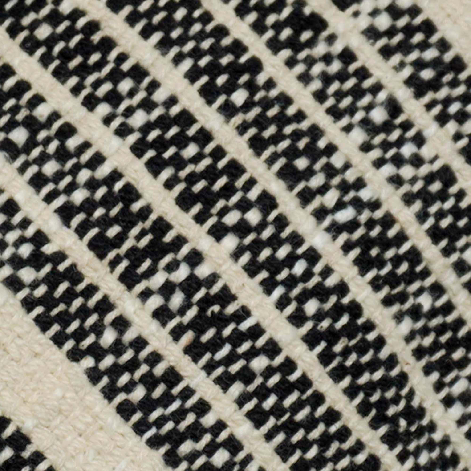 Handwoven Cotton Cushion Cover 45x45 cm | Black & Natural Striped Woven Throw Pillow Cover | Modern Boho Farmhouse Decorative Cushion Cover | Hidden Zipper