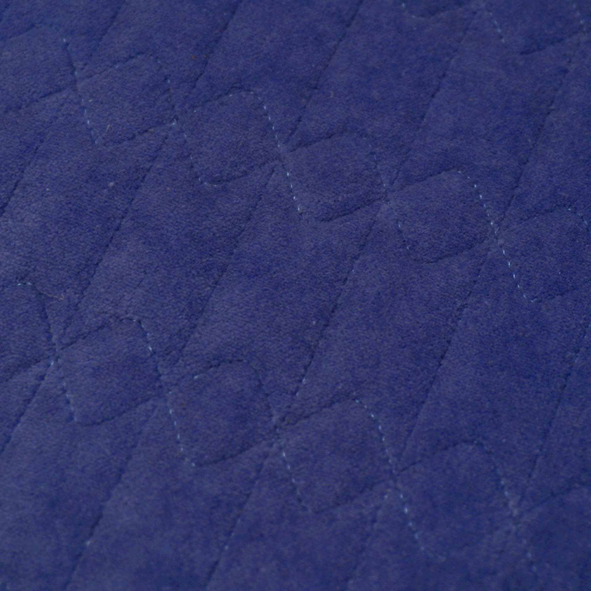 Navy Blue Cotton Velvet Embroidered Cushion Cover 45x45 cm | Quilted Geometric Design | Soft Decorative Throw Pillow Cover with Concealed Zip