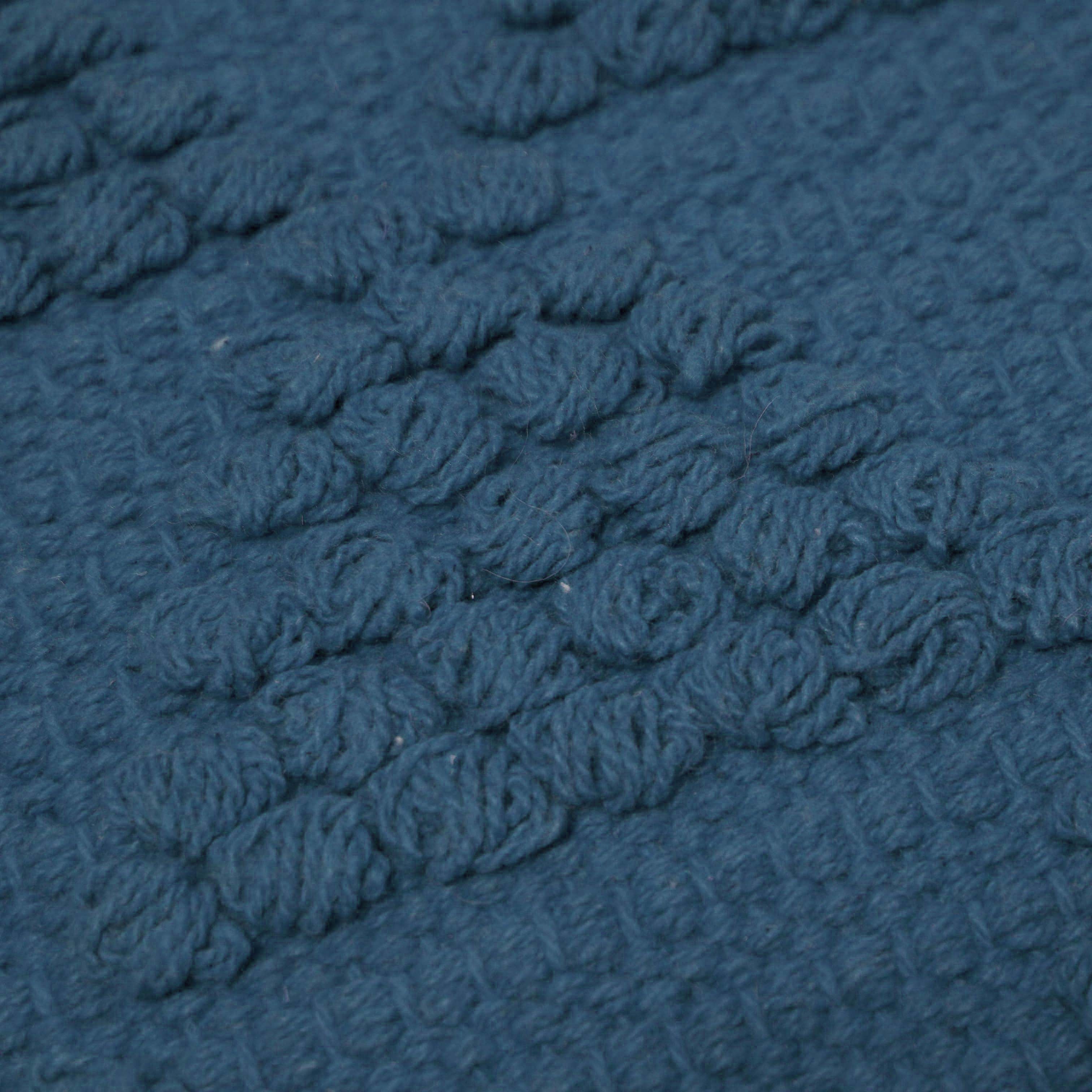 Handwoven Cotton Cushion Cover 45x45 cm – Textured Abstract Pattern in Deep Navy Blue