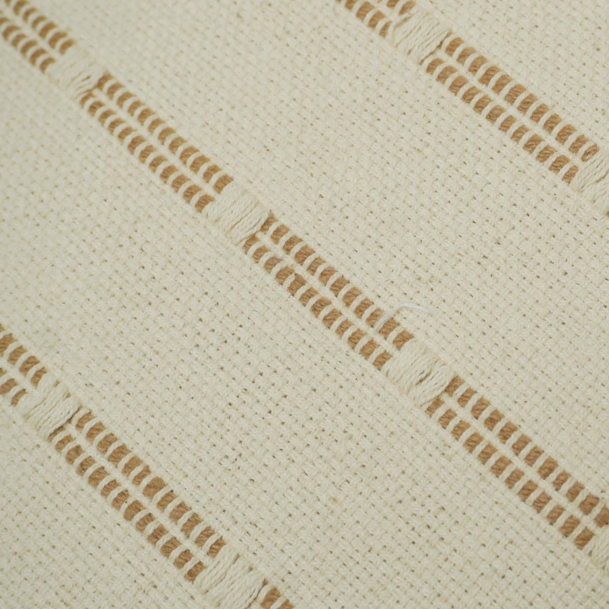 Handwoven Cotton Cushion Cover 45x45 cm – Ivory Beige Textured Stripe Design