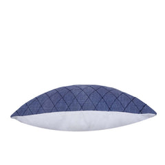 Navy Blue Diamond Embroidered Cotton Cushion Cover 45x45 cm | Modern Geometric Decorative Pillow Cover
