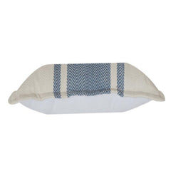 Handgewebter Baumwoll-Kissenbezug mit blauem Fischgrätmuster | Modern minimalistischer Dekokissenbezug (45x45 cm)