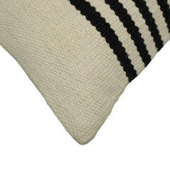 Handwoven Cotton Striped Cushion Cover 45x45 cm | Black & Natural Woven Throw Pillow Cover | Modern Farmhouse & Scandinavian Home Décor | Hidden Zipper | 100% Cotton