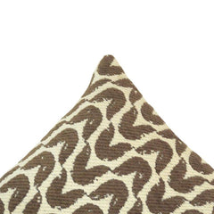 Modern Wave Pattern Jacquard Cushion Cover | Brown & Cream Geometric Design | 45x45 cm