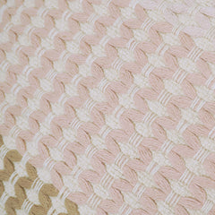 Handwoven Textured Geometric Cushion Cover – Ivory, Beige & Blush Pink – 45 x 45 cm