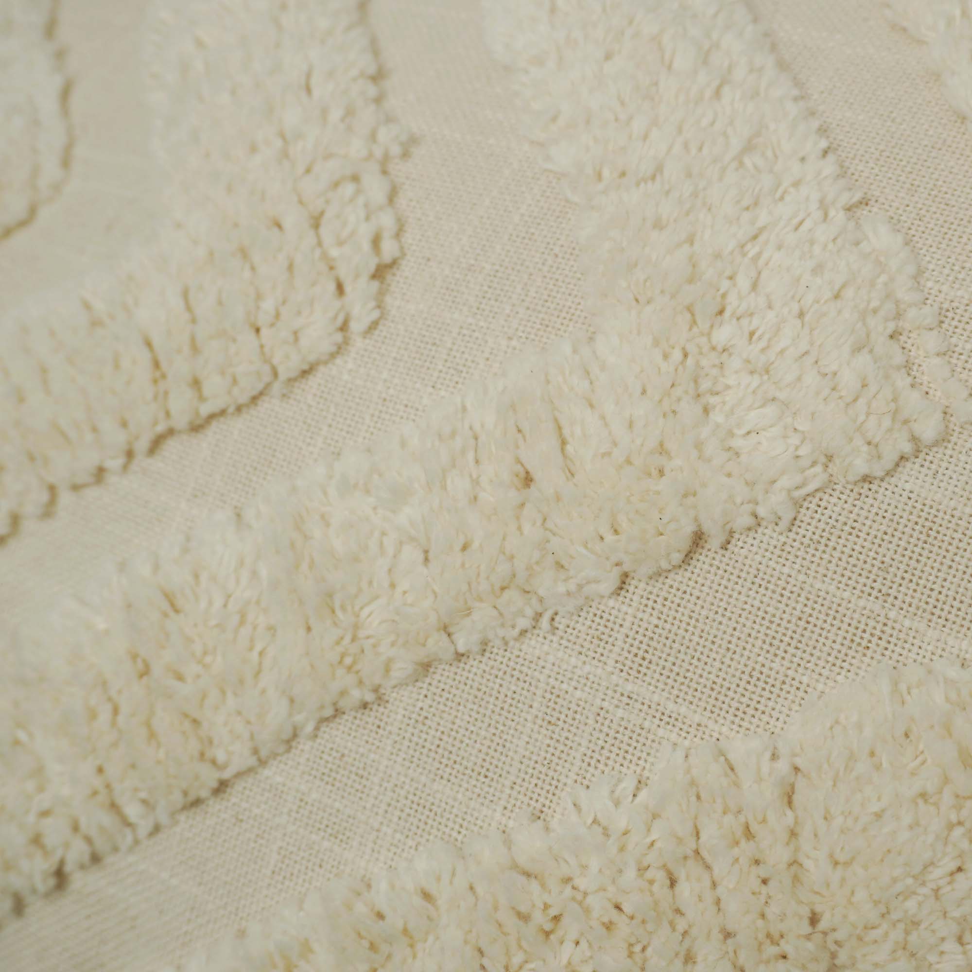 Ziggy Tufted Cotton Cushion Cover 40 x 60 cm | Handcrafted Textured Geometric Throw Pillow Cover | Ivory | Hidden Zipper
