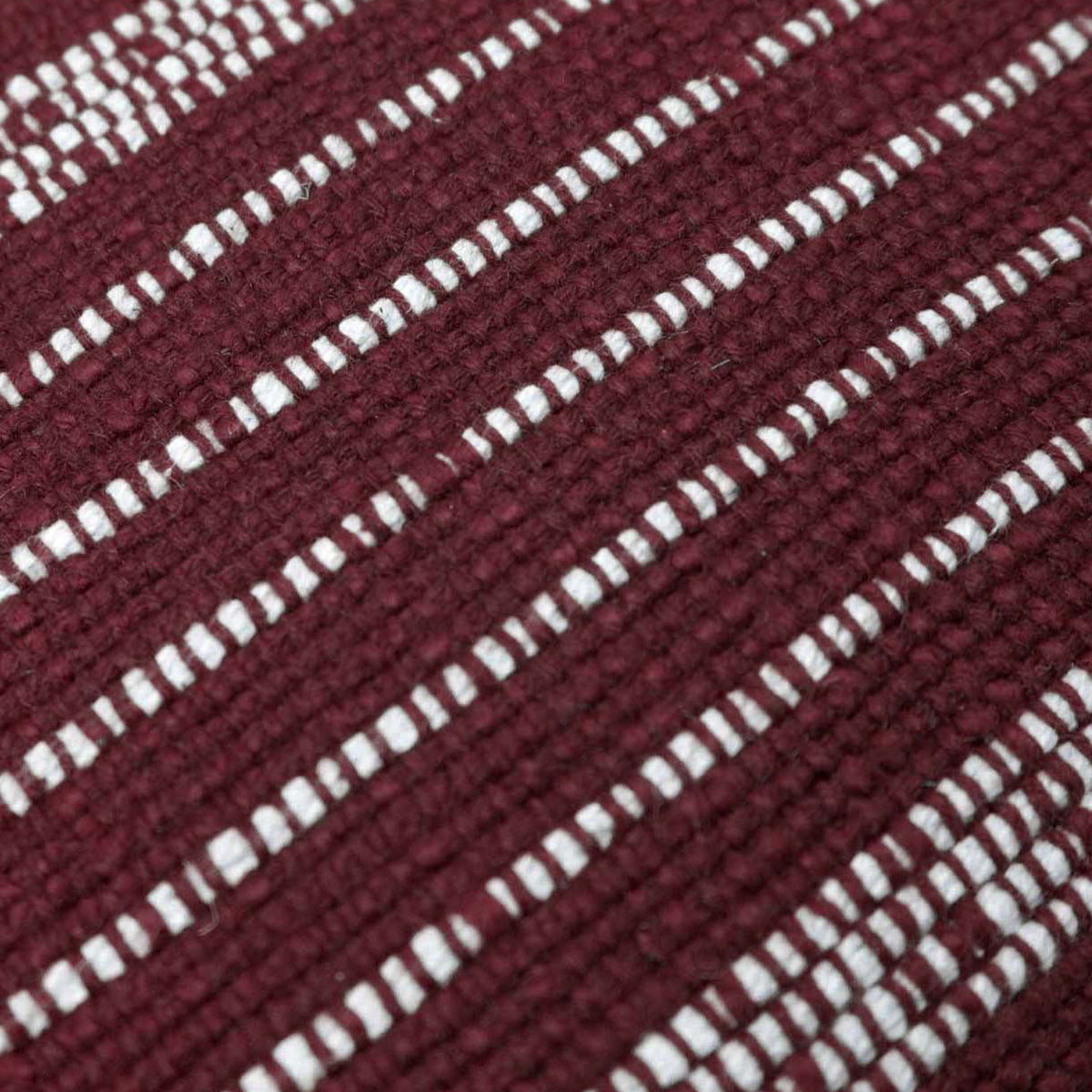 Burgundy and ivory striped handwoven cotton cushion cover 45x45 cm