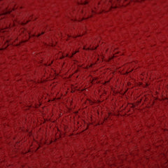 Handwoven Cotton Cushion Cover 45x45 cm | Textured Geometric Tufted Design | Decorative Throw Pillow Cover | Hidden Zipper | Modern Boho Home Décor | Dark Red