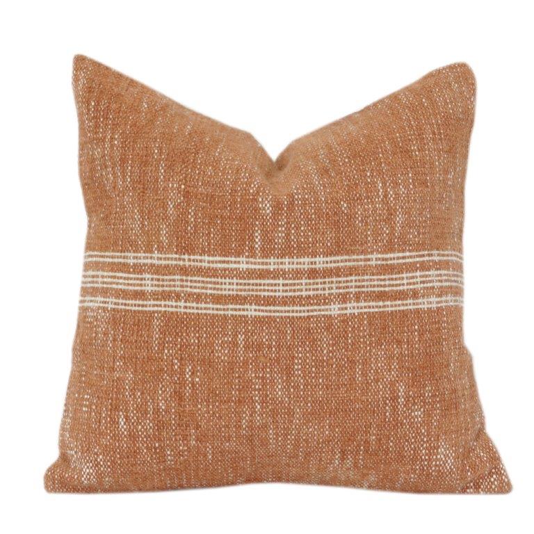Handwoven Cotton Cushion Cover with Subtle Stripes | Textured Rustic Throw Pillow Cover | 18x18 Inch