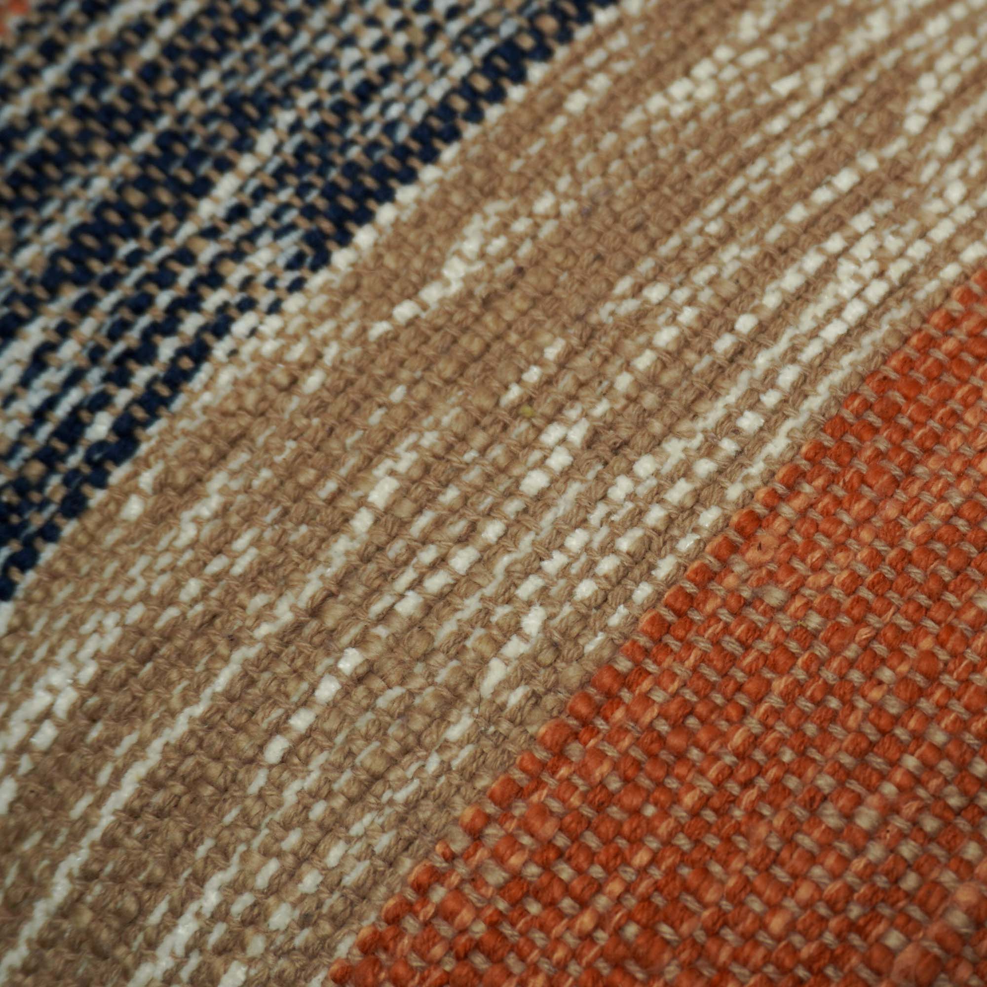 Handwoven Cotton Striped Cushion Cover 45x45 cm | Woven Textured Decorative Throw Pillow Cover | Rustic Boho Farmhouse Accent Cushion | Concealed Zipper