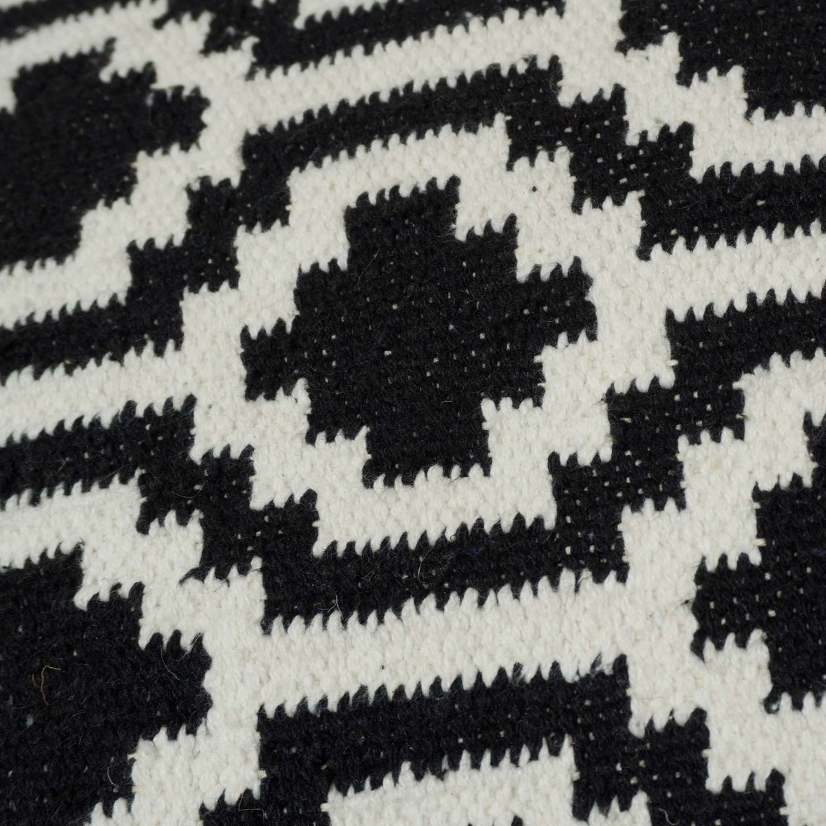 Handwoven Cotton Cushion Cover 45x45 cm | Black & White Geometric Woven Throw Pillow Cover | Modern Boho Home Décor