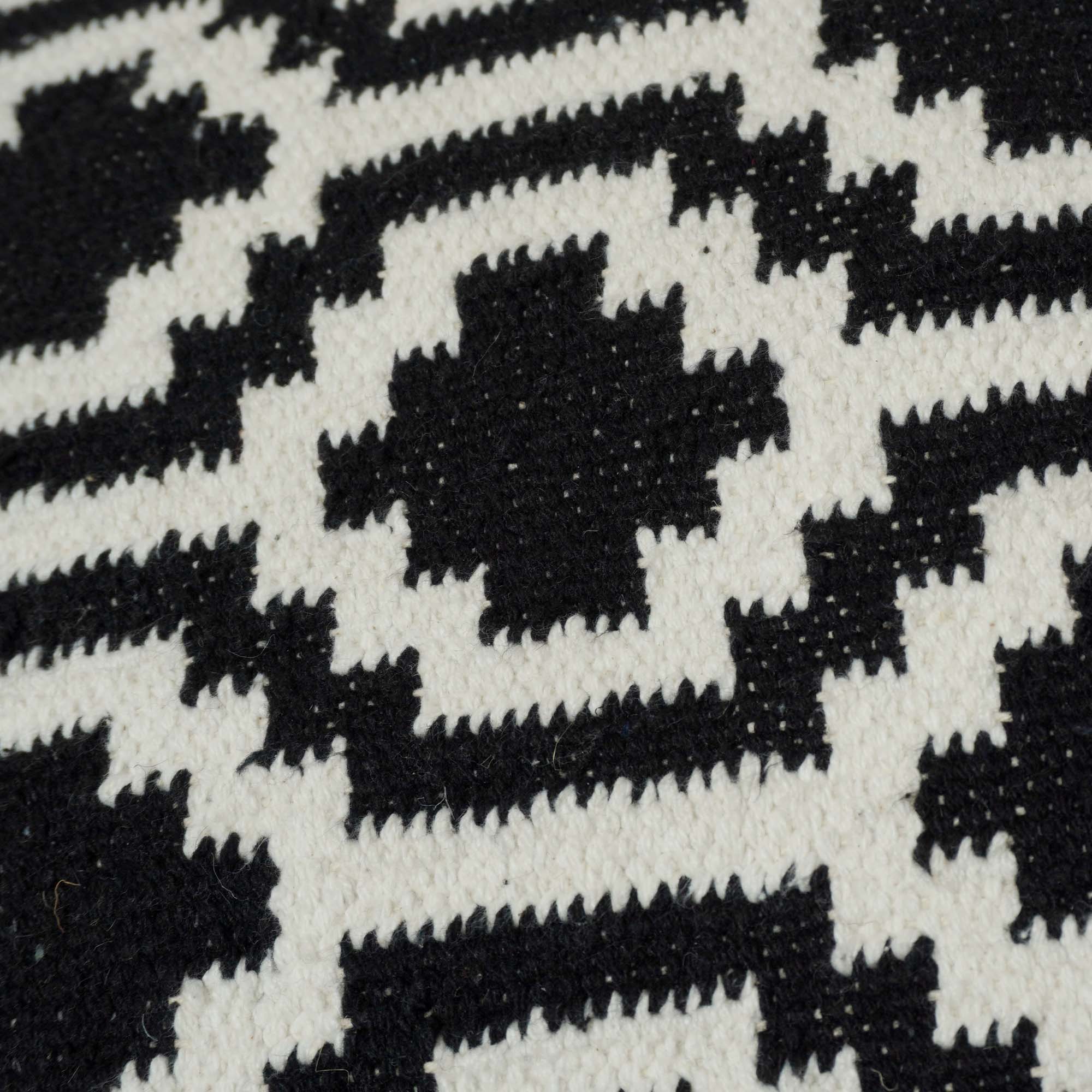 Handwoven Cotton Cushion Cover 45x45 cm | Black & White Geometric Woven Throw Pillow Cover | Modern Boho Home Décor