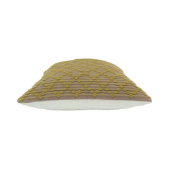 Handmade Cotton Textured Cushion Cover 45x45 cm – Geometric Embroidered Throw Pillow Cover in Mustard & Taupe