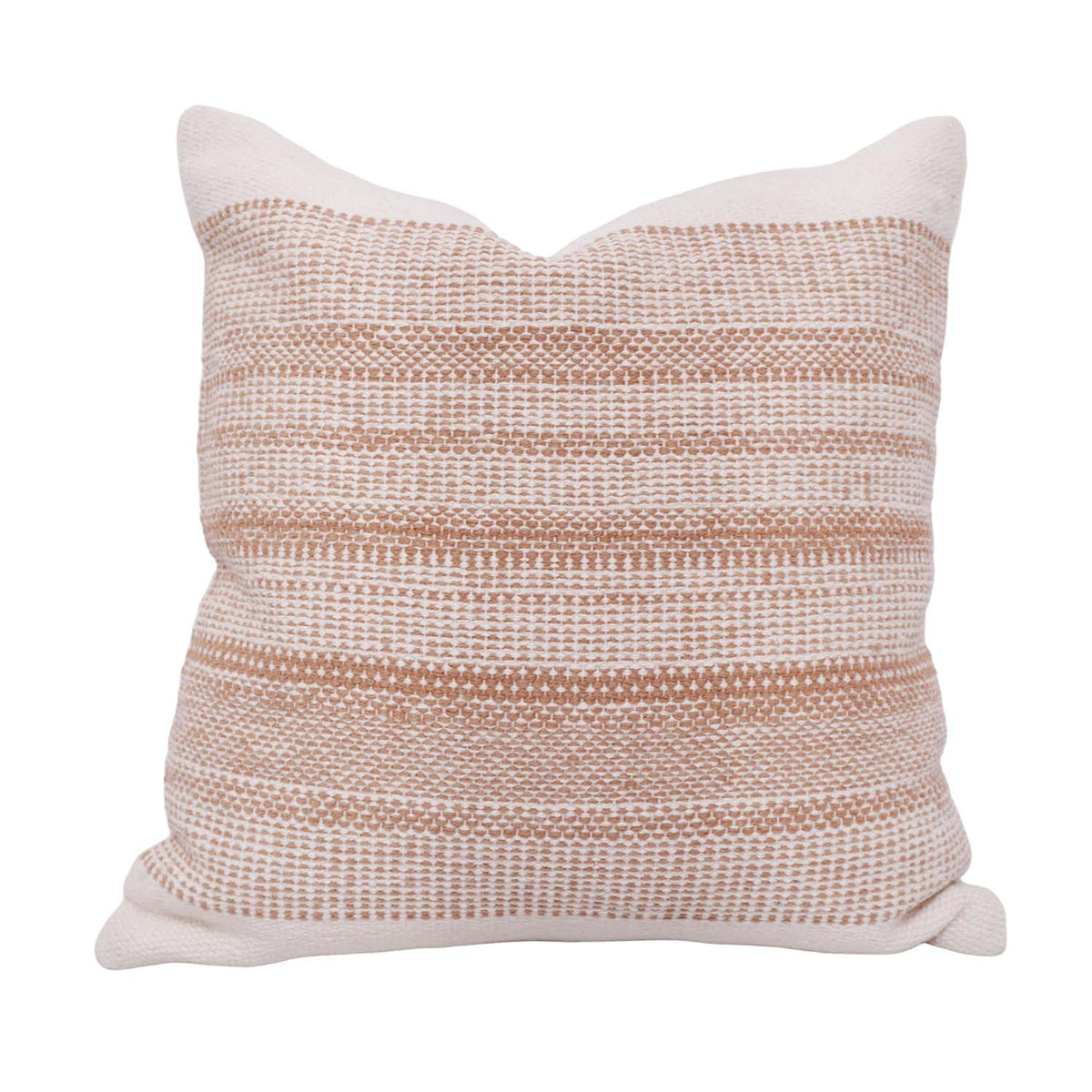 Handwoven Cotton Cushion Cover 45x45 cm | Textured Stripe Woven Design | Decorative Throw Pillow Cover | Neutral Beige & Ivory Cushion Cover - Bulk manufacturer & supplier from Panipat, India