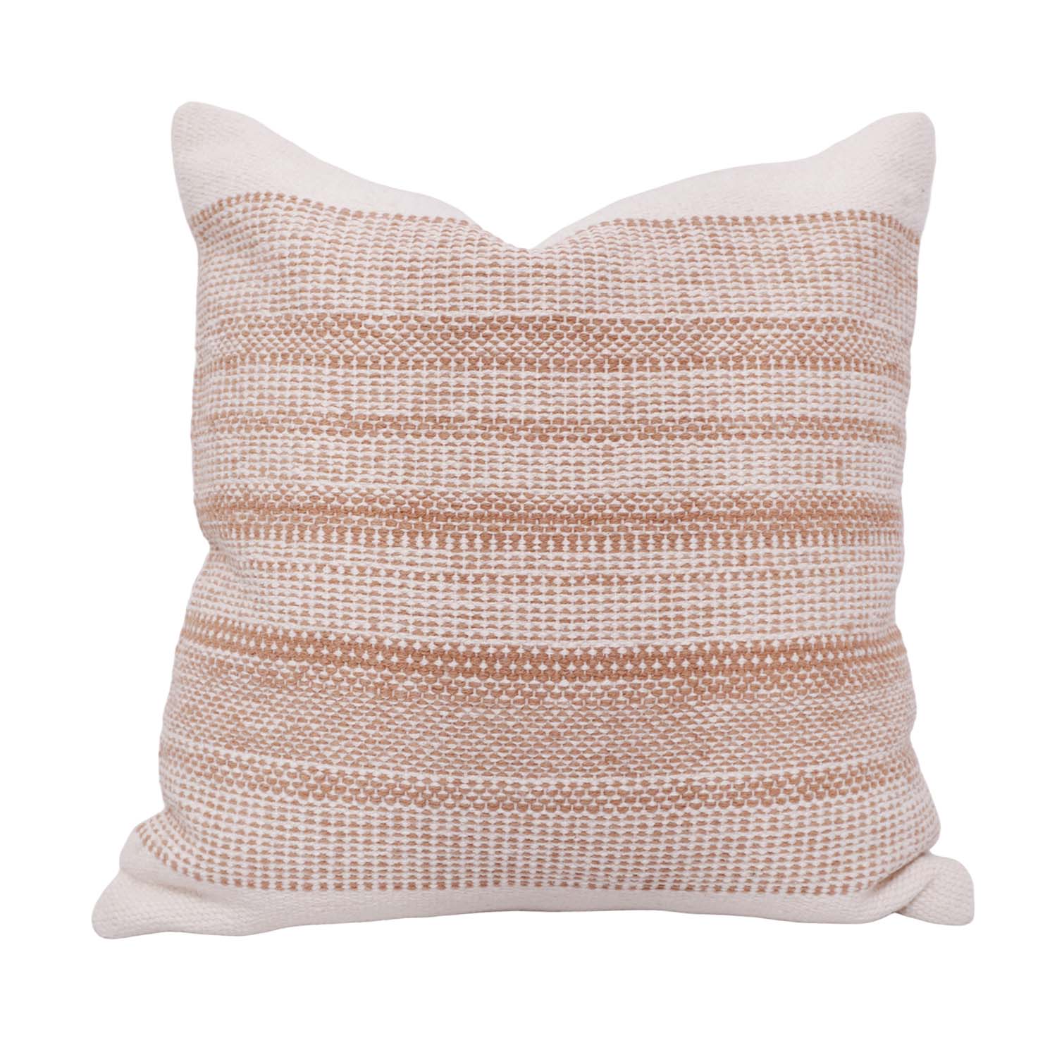 Handwoven Cotton Cushion Cover 45x45 cm | Textured Stripe Woven Design | Decorative Throw Pillow Cover | Neutral Beige & Ivory Cushion Cover