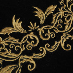 Luxury Black Velvet Machine Embroidered Cushion Cover 45x45 cm | Elegant Golden Floral Design | Decorative Throw Pillow Cover with Hidden Zip