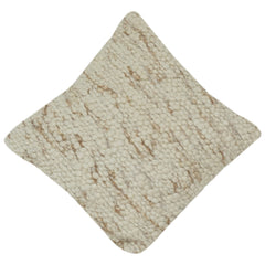 Handwoven Wool Texture Cushion Cover – Neutral Pebble Weave | Modern Rustic Decor | 18x18 Inch