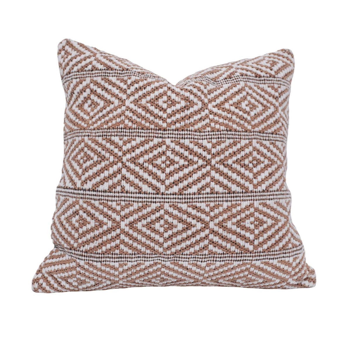 Handwoven Geometric Cotton Cushion Cover 45x45 cm | Boho Tribal Pattern Decorative Throw Pillow Cover | Brown & Ivory - Bulk manufacturer & supplier from Panipat, India