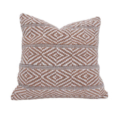 Handwoven Geometric Cotton Cushion Cover 45x45 cm | Boho Tribal Pattern Decorative Throw Pillow Cover | Brown & Ivory