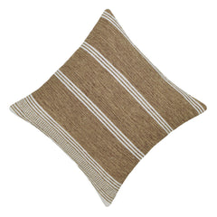 Handwoven Cotton Cushion Cover – Brown & White Striped Textured Design, 45 x 45 cm