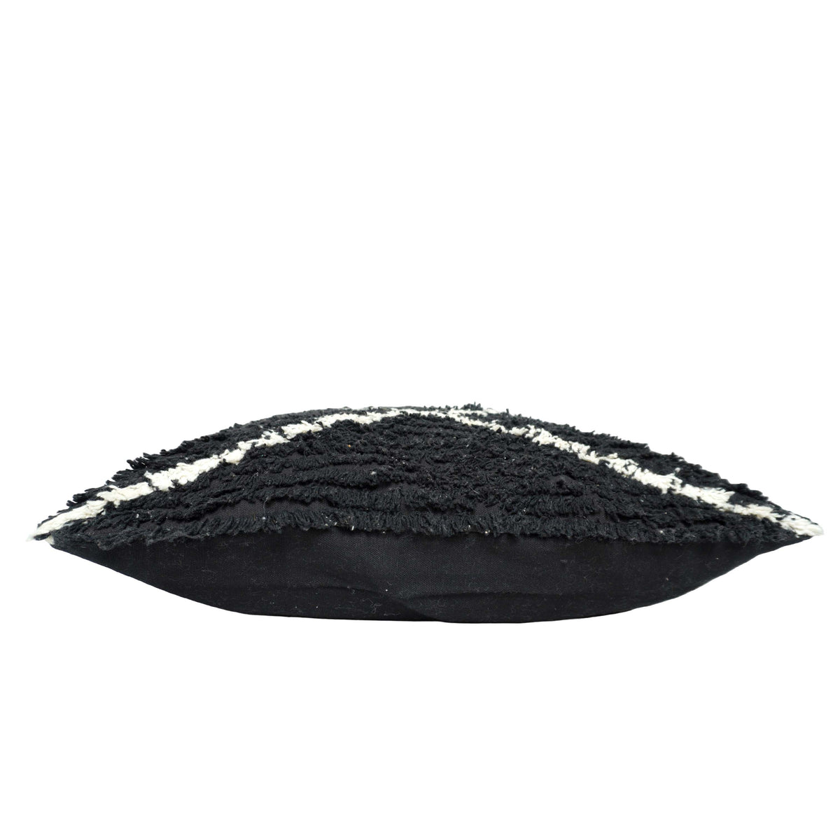 Hand Tufted Black & Ivory Cotton Cushion Cover 45x45 cm | Modern Geometric Textured Throw Pillow Cover | Concealed Zip | 18x18 Inch