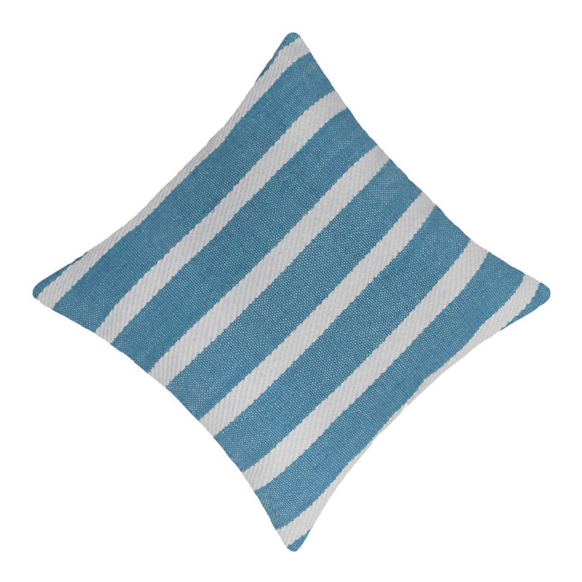 Handwoven Cotton Striped Cushion Cover 45x45 cm | Blue & White Woven Throw Pillow Cover | Modern Coastal Decorative Cushion Cover with Hidden Zipper