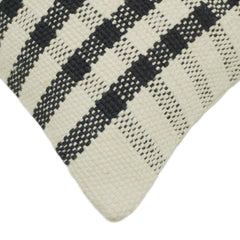 Black and cream striped handwoven cotton cushion cover 45x45 cm
