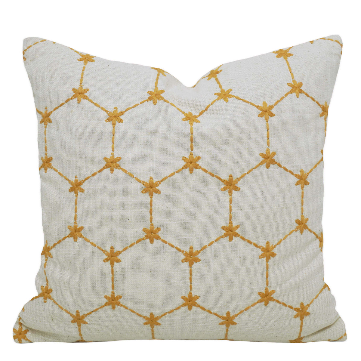 Golden Geometric Embroidered Cushion Cover – 45 x 45 cm