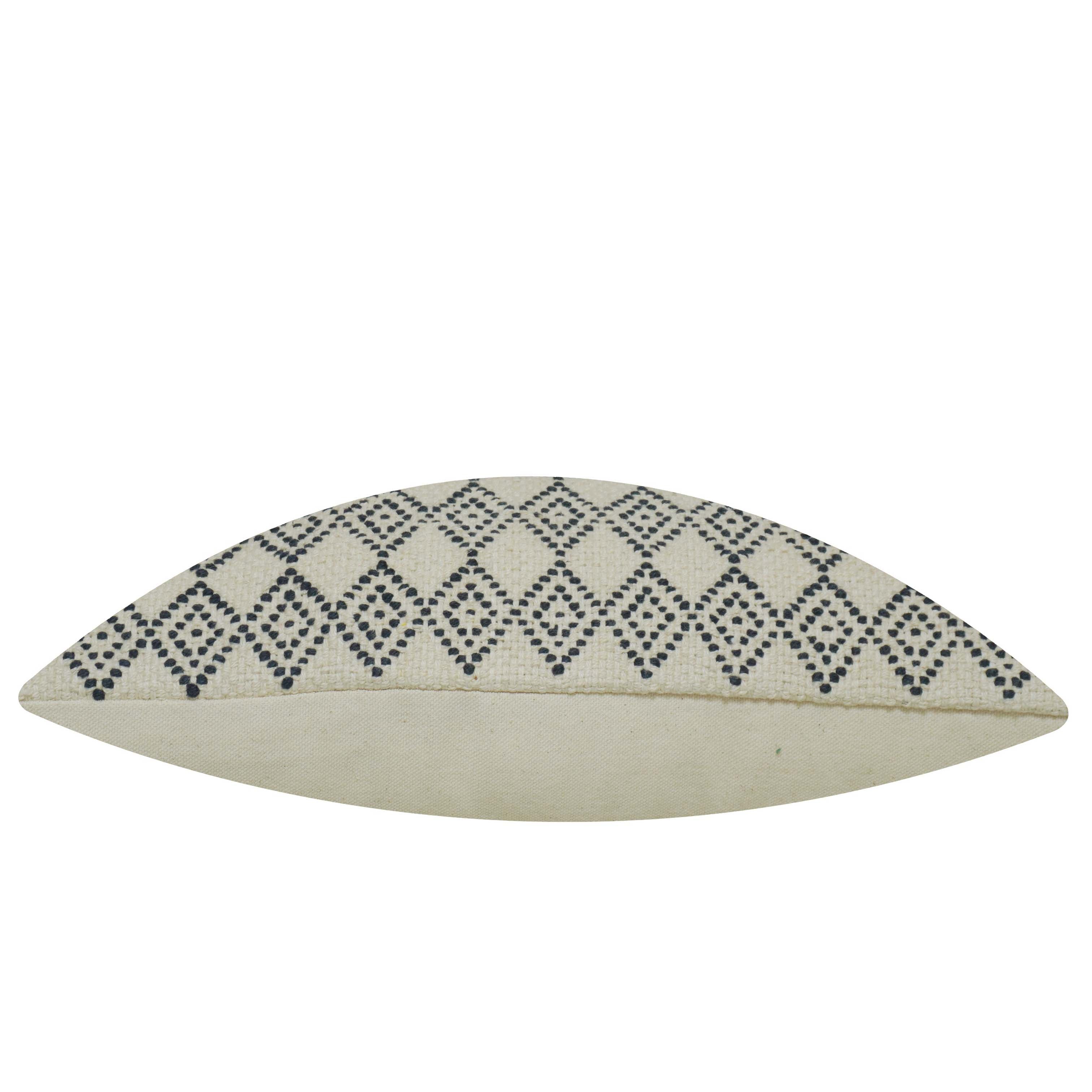Handwoven Geometric Cushion Cover – Ivory & Black – 35 x 50 cm