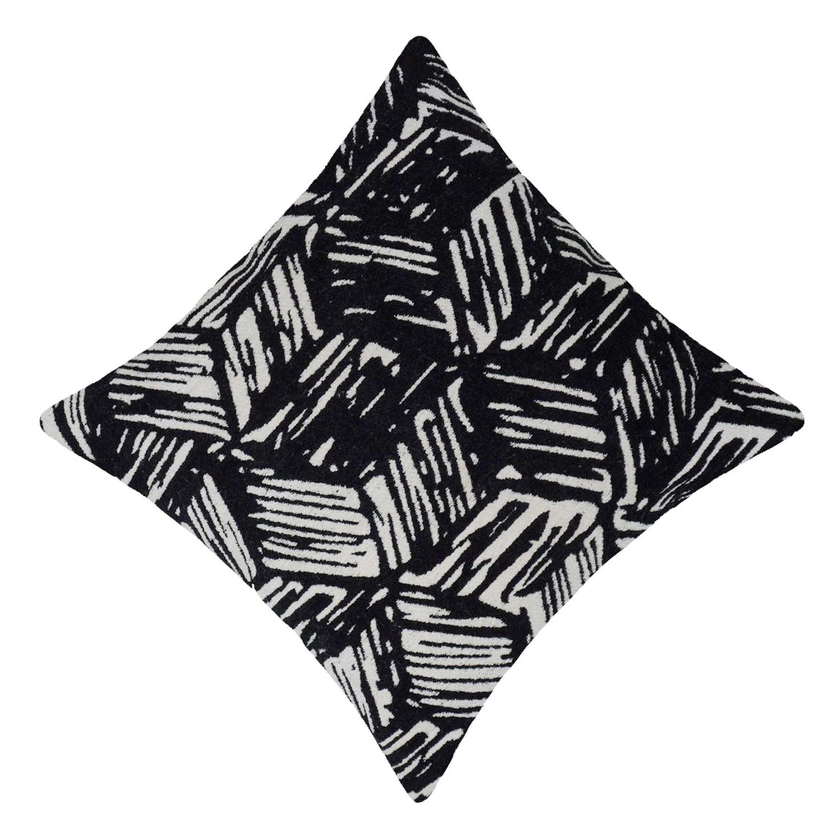 Black & White Abstract Jacquard Cotton Cushion Cover 45x45 cm | Geometric Woven Decorative Throw Pillow Cover | Concealed Zip | Modern Home Décor - Bulk manufacturer & supplier from Panipat, India