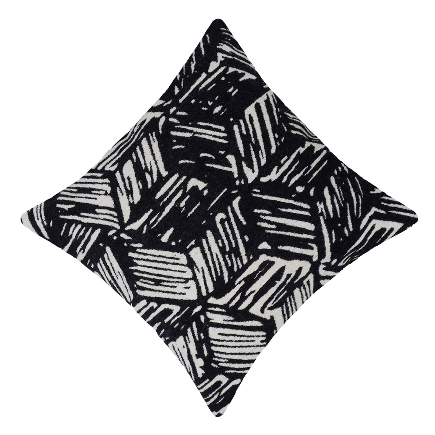 Black & White Abstract Jacquard Cotton Cushion Cover 45x45 cm | Geometric Woven Decorative Throw Pillow Cover | Concealed Zip | Modern Home Décor