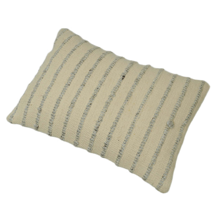 Handwoven Ivory & Grey Textured Cushion Cover – 35 x 50 cm
