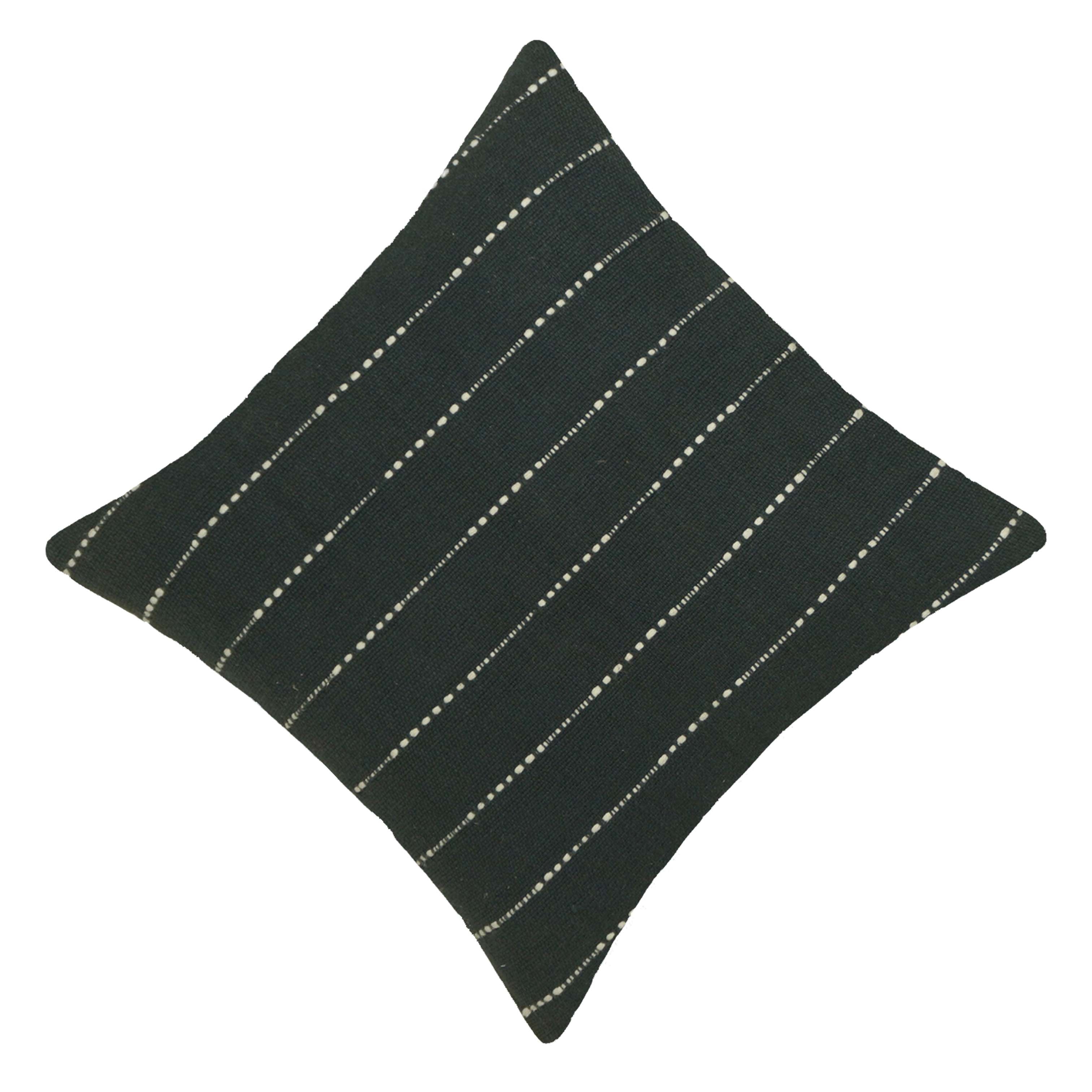 Handwoven Cotton Cushion Cover 45x45 cm | Black & White Striped Woven Throw Pillow Cover | Modern Boho Farmhouse Home Décor | Hidden Zipper | 100% Cotton